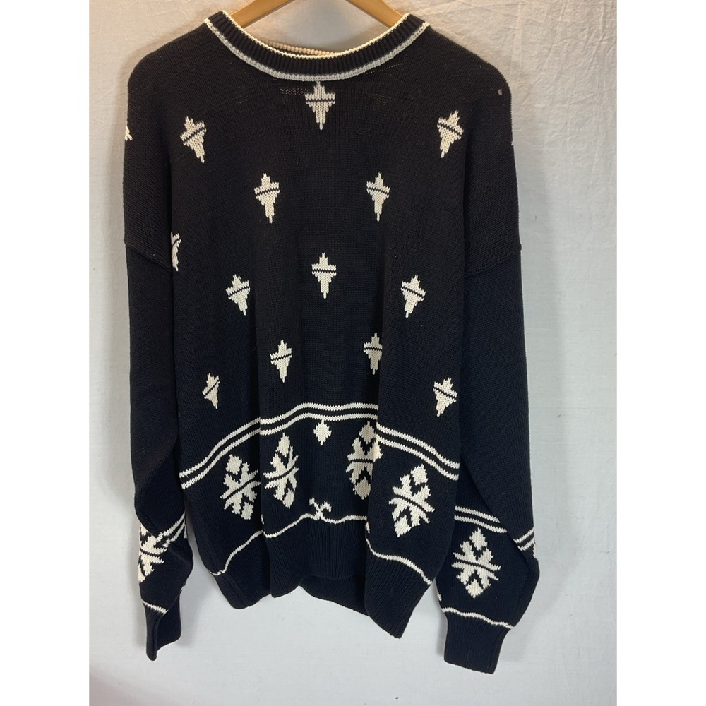 VTG‎ Deadstock Pringle Womens black sweater ski/ nordic  XL British Hong Kong
